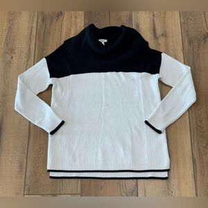 Talbots Black and White Cowl Neck Sweater Small Petite